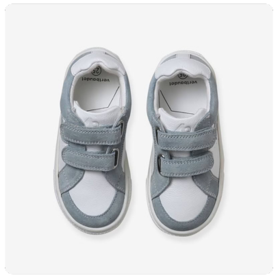 Kinder Leder-Sneakers mit Klettverschluss, Anziehtrick - weiß